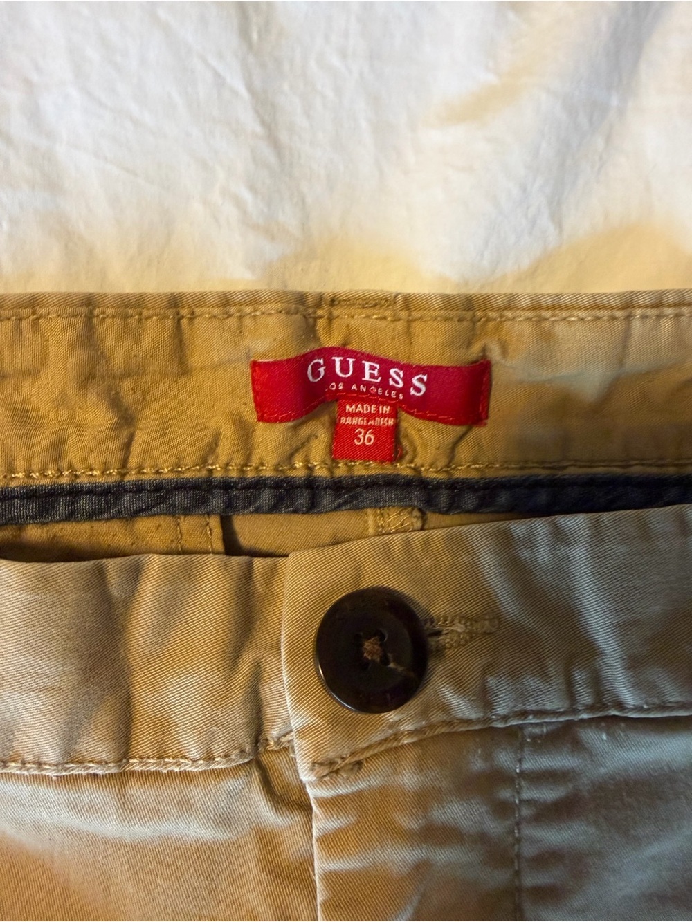 GUESS Men’s Chino Pants Size 36 Khaki Tan Casual Trousers - Picture 2 of 4